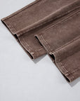 Close-up of Lola barrel pants hem and seam detailing