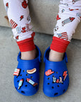 USA Retro Charms Croc Shoe Charms | Patriotic 4th of July Accessories for Kids & Adults