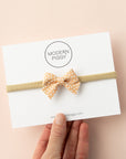 Peach Polka | Leather Baby Bow