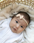 Peach Polka | Leather Baby Bow