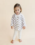 Cotton Shacket | Smiley Checkered Latte