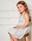 Organic Flutter Buttoned Tiered Dress - Ivy Floral