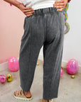 Lola Mineral-Wash Elastic-Waist Barrel Pants