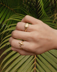 Kingdom Gold-Tone Cross Signet Ring