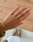 Gemstone Logo Gold-Tone Ring