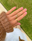 Gemstone Logo Gold-Tone Ring