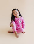 Smiley Patch Lounge Set for Kids | Bubble Gum Pink