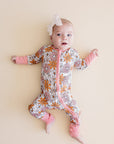 Retro Garden Bamboo Zip Romper Baby Sleeper