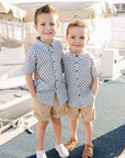 Blue Checkered Linen Button Up Shirt