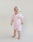 Checkered Shorts Set | Pink