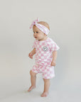 Checkered Shorts Set | Pink