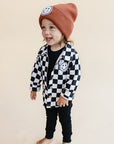 Cotton Shacket | Smiley Checkered Black