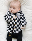 Cotton Shacket | Smiley Checkered Black