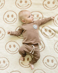 Smiley Fuzzy Blanket | Latte