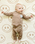 Smiley Fuzzy Blanket | Latte