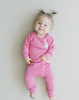 Smiley Patch Lounge Set for Kids | Bubble Gum Pink