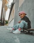 Paige Kids and Family Socks | Pink Stripe Everyday Crew Socks