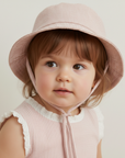 Organic Bucket Sun Hat - Coral Stripes
