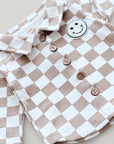 Cotton Shacket | Smiley Checkered Latte