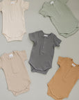 Sage Organic Cotton Ribbed Snap Bodysuit