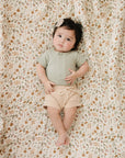 Sage Organic Cotton Ribbed Snap Bodysuit