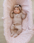 Pale Pink Organic Cotton Ribbed Zipper
