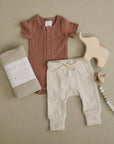 Dusty Rose Organic Cotton Ribbed Snap Bodysuit