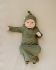 Olive Bamboo Newborn Knot Hat