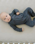 Charcoal Organic Cotton Ribbed Zipper