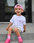 Pink Checkered Kids Socks | Trendy Toddler & Youth Crew Socks
