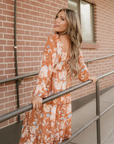 Felicity long-sleeve floral dress with tiered skirt