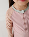 Girl's Zip Rash Guard Swimsuit