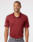Adidas A402 Men’s Blend Polo made from recycled moisture-wicking fabric, shown with a modern fit and right-sleeve adidas logo. Ideal for custom printing