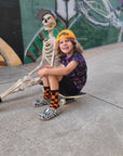 Orange and Black Check Kids and Family Socks | Checker Crew Socks