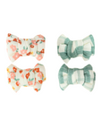 Pigtail Bow Hair Clips Set of 2 Fern Plaid Organic Cotton