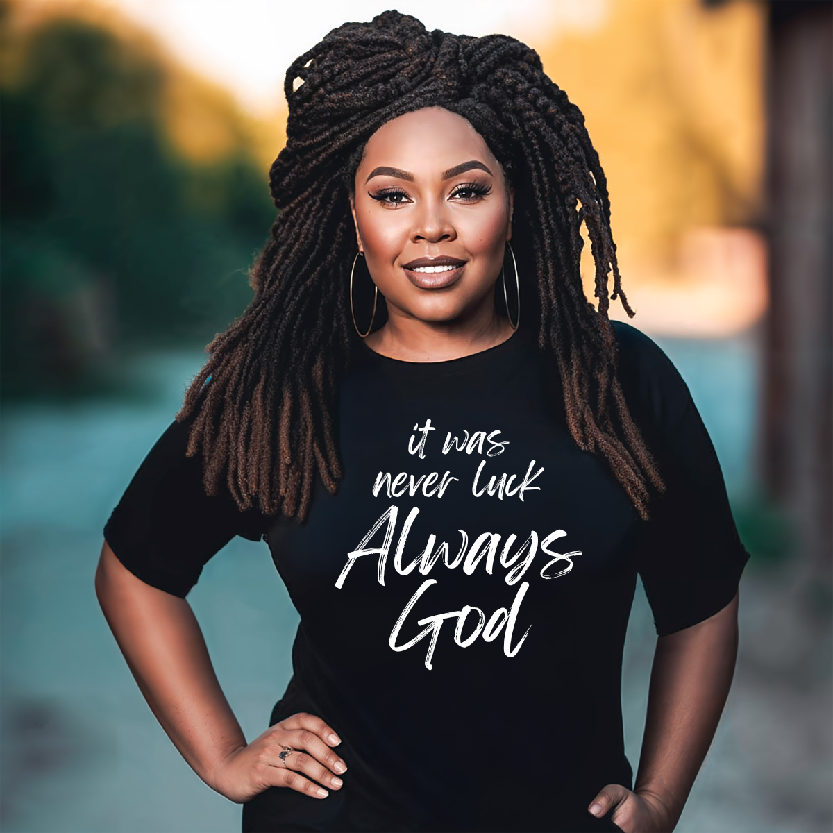 It Was Never Luck Always God – Women’s Christian Tee Shirt