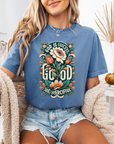 God is Gracious, Good, and Merciful – Floral Christian Tee for Women
