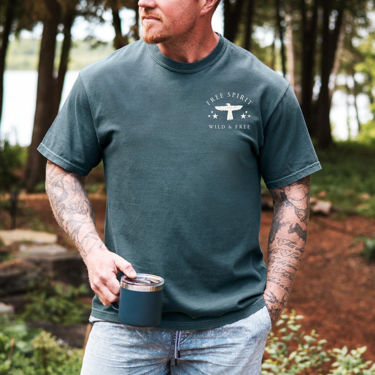Free Spirit – Wild and Free Eagle Tee for Men | Graphic Shirt