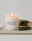 Driftwood and Mahogany Soy Candle - White Jar - 11 oz