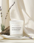 Driftwood and Mahogany Soy Candle - White Jar - 11 oz