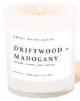 Driftwood and Mahogany Soy Candle - White Jar - 11 oz