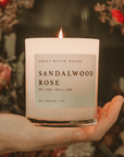 Sandalwood Rose Soy Candle - White Jar - 11 oz