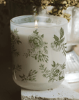 Green Delft Soy Candle - White Translucent Tinted Glass Jar - 12 oz (Lavender and Sage)