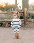 Navy Stripe Knit Shorts