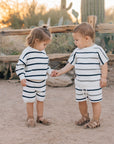 Navy Stripe Knit Shorts