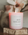 Best Mom Ever Soy Candle - Pink Matte Jar - 15 oz (Wildflowers and Salt)