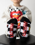 Kachow V2 Kids and Family Socks | Graphic Checker Crew Socks