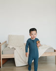 Navy Organic Cotton Ribbed Zipper