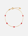 Dainty Love Link Bracelet with red heart accents on a gold-tone chain