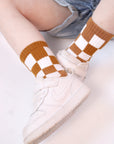 Camel Checker Crew Socks